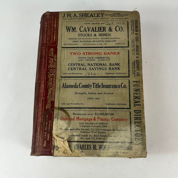 1926 CA Oakland Berkeley Alameda City Directory POOR Business Ancestry Genealogy - Picture 1 of 16